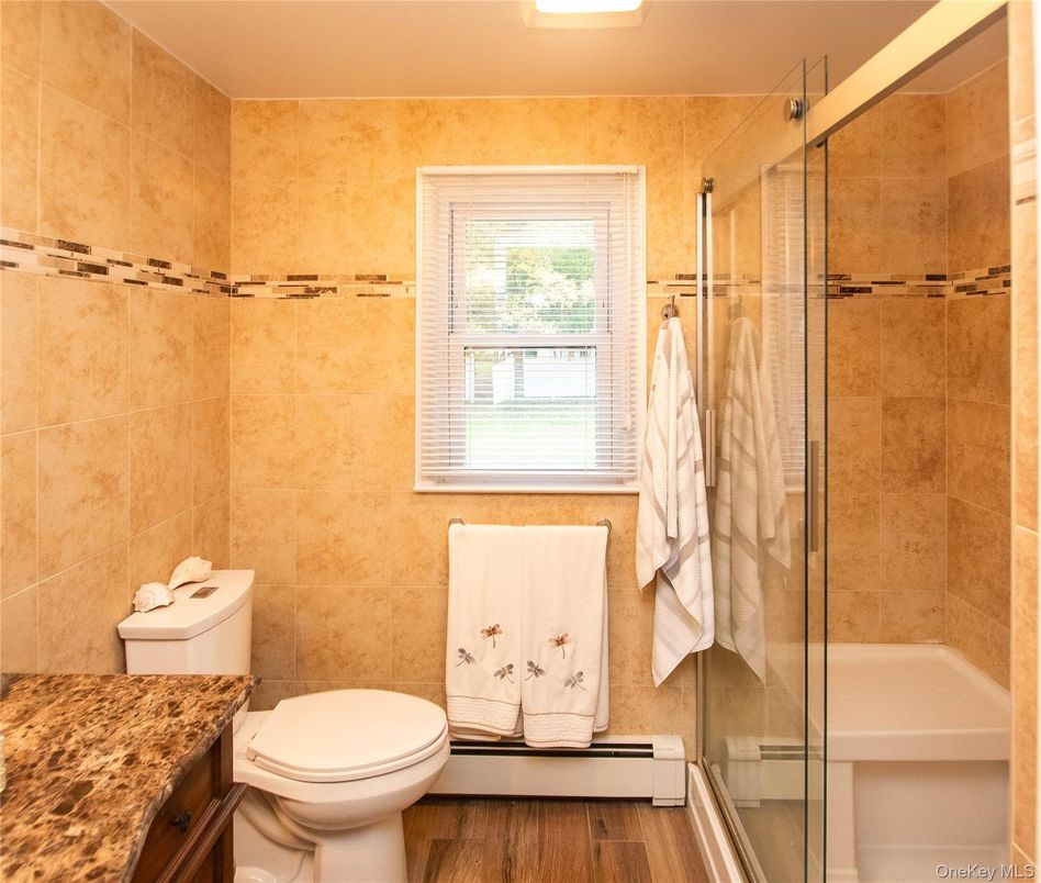 Bathroom, Glass Shower, Interior, Wood Texture Flooring