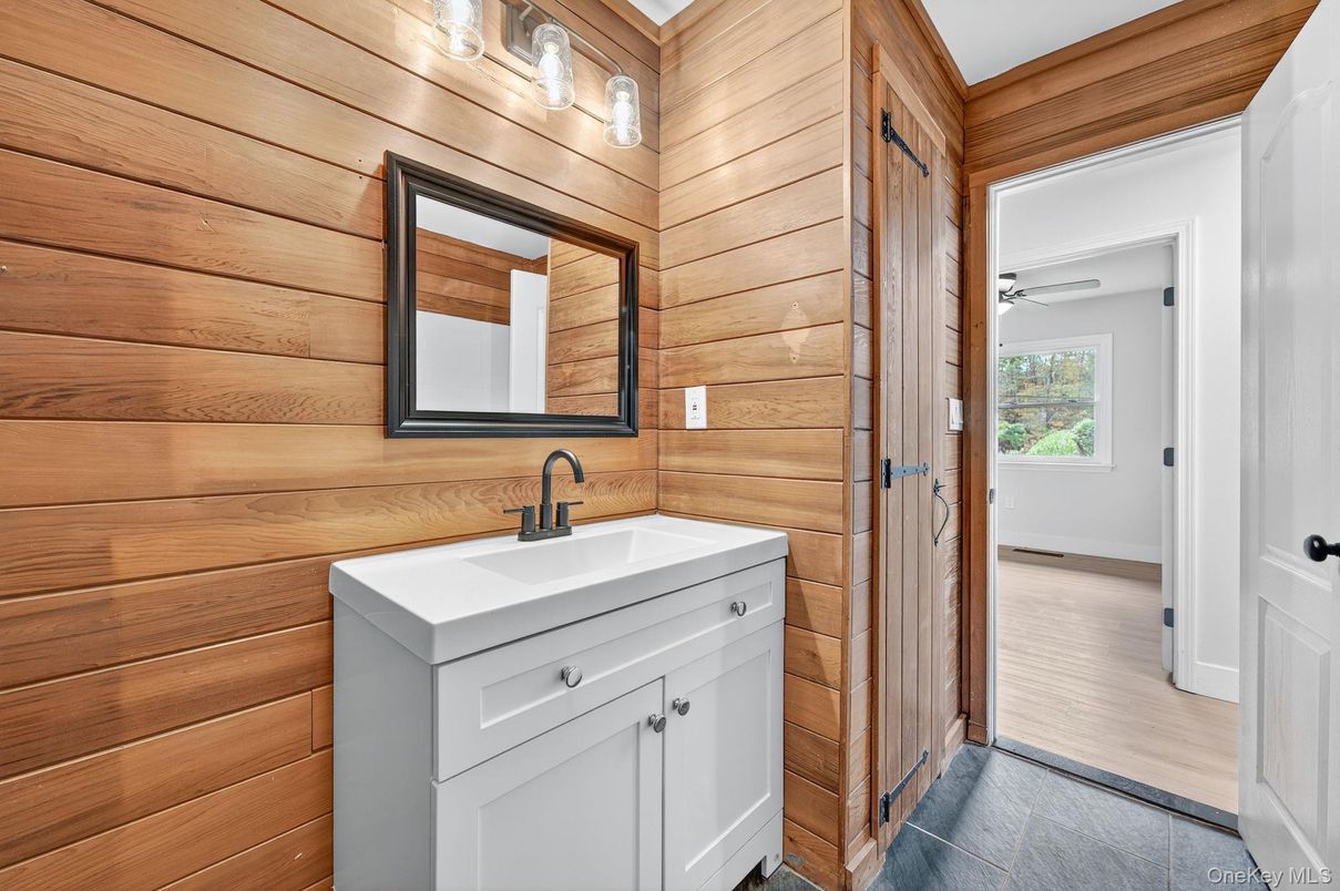 Bathroom, Interior, Wood Texture Flooring, Wooden Walls
