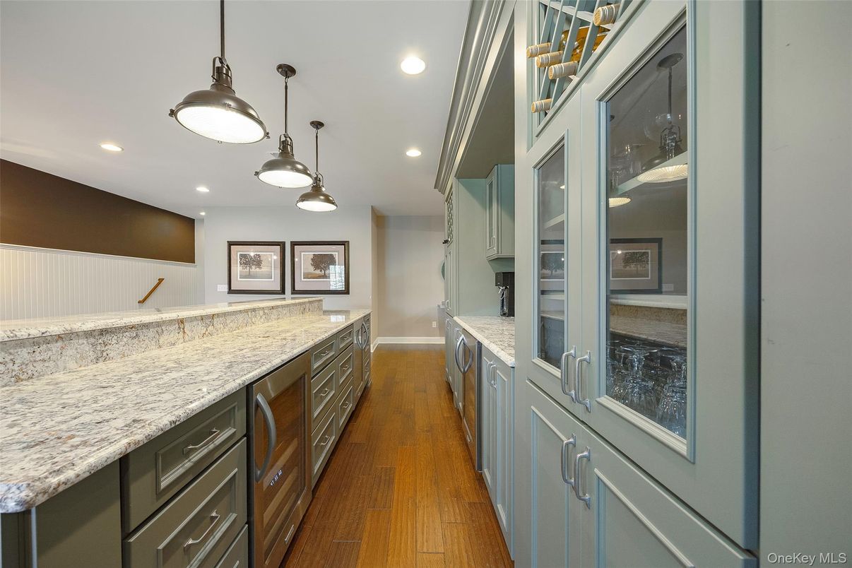 Interior, Kitchen, Pendant Lights, Recessed Lighting, Wood Texture Flooring