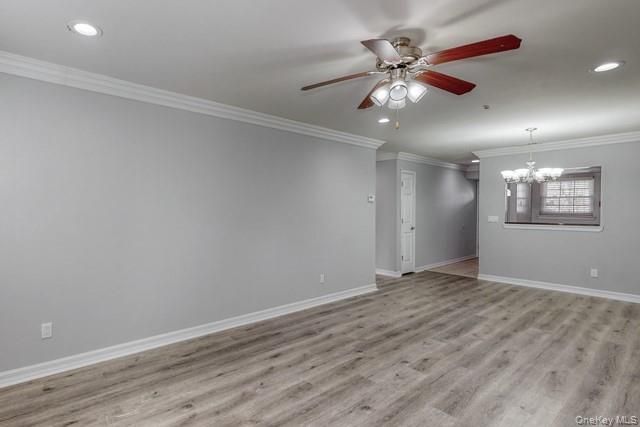 Chandelier, Empty room, Interior, Recessed Lighting, Wood Texture Flooring