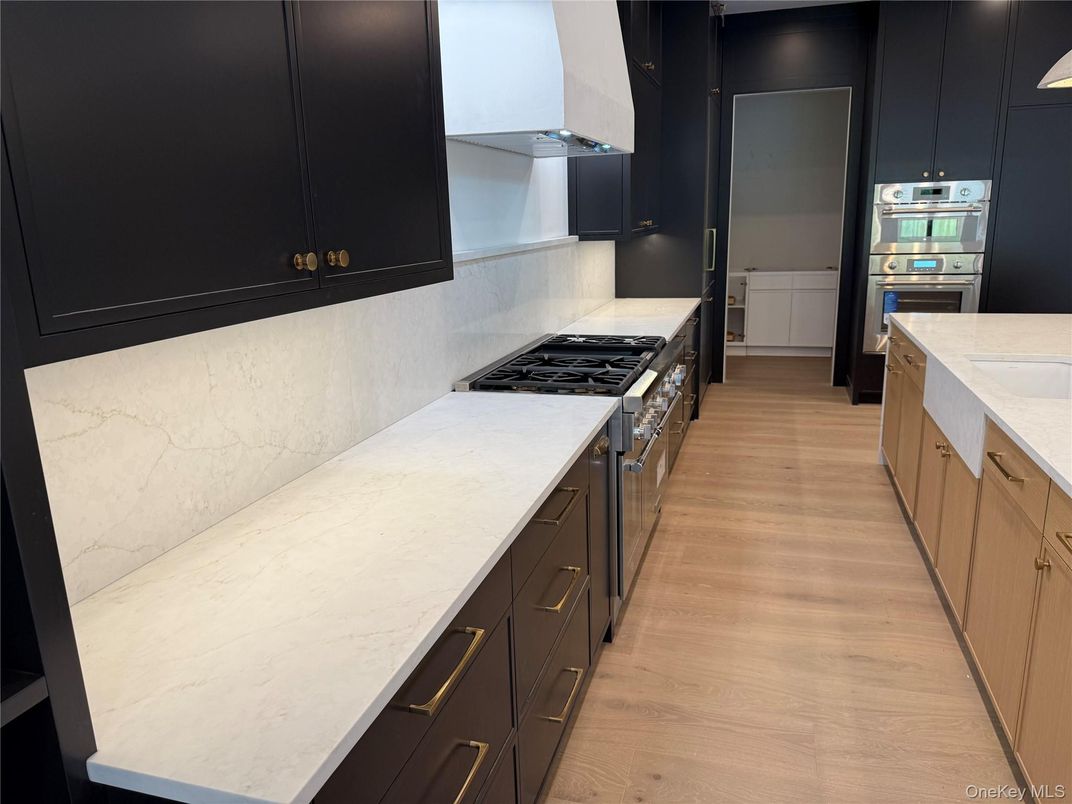 Interior, Kitchen, Marble Walls, Wood Texture Flooring