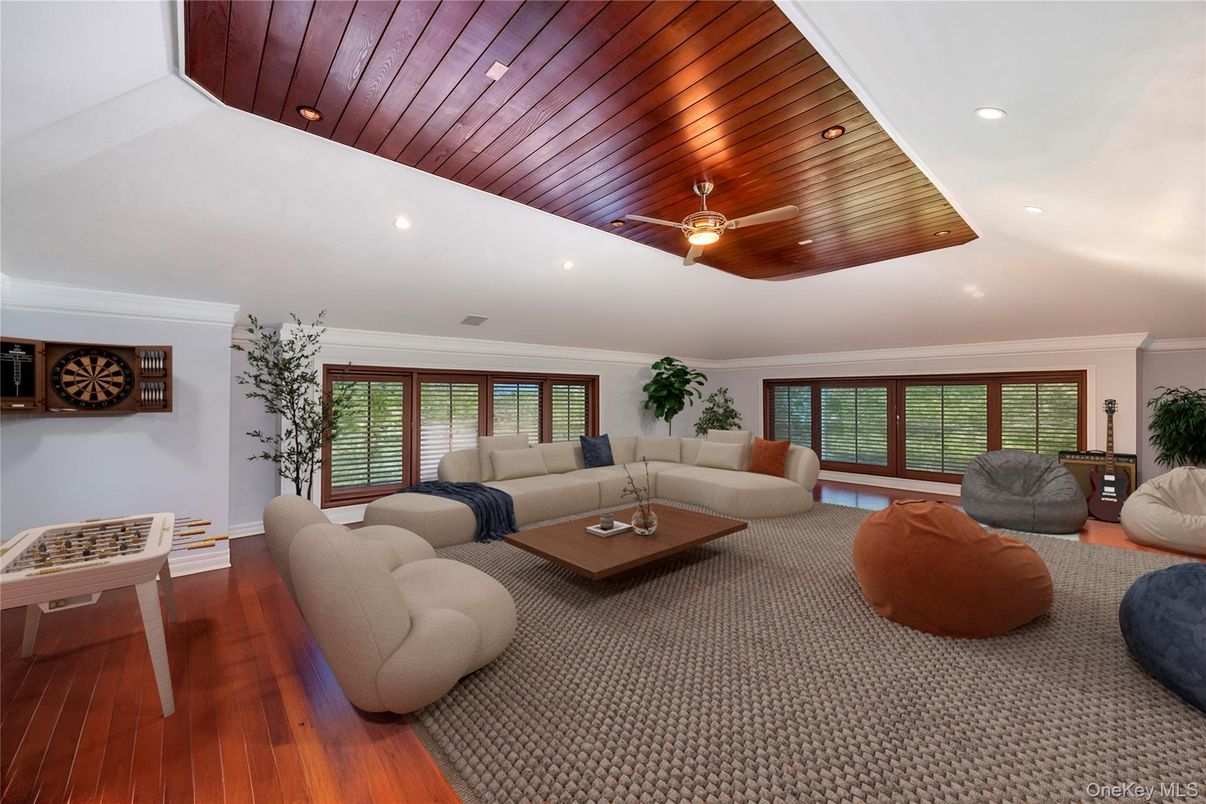 Interior, Living room, Recessed Lighting, Wooden Ceilings, Wood Texture Flooring
