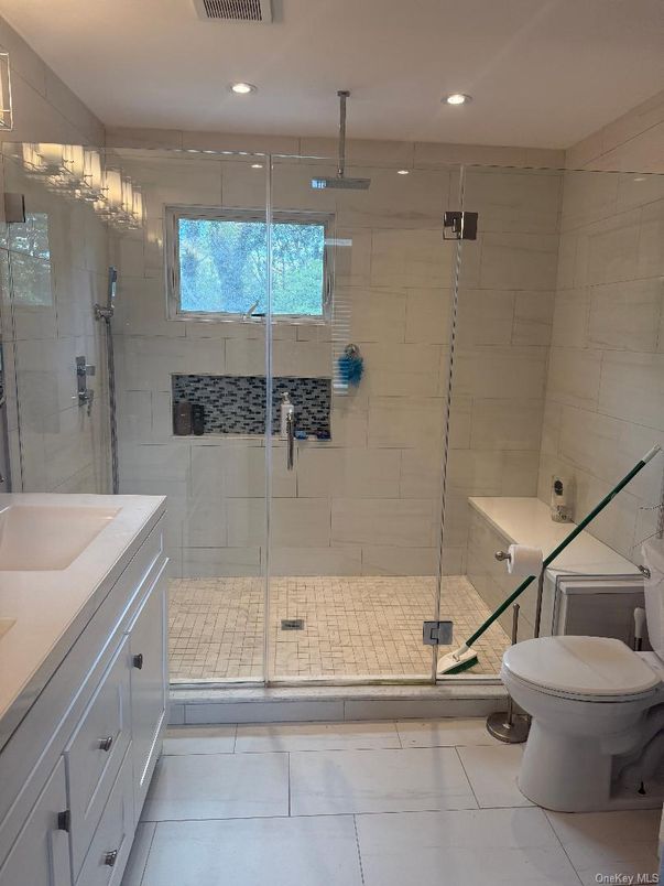 Bathroom, Glass Shower, Interior, Recessed Lighting