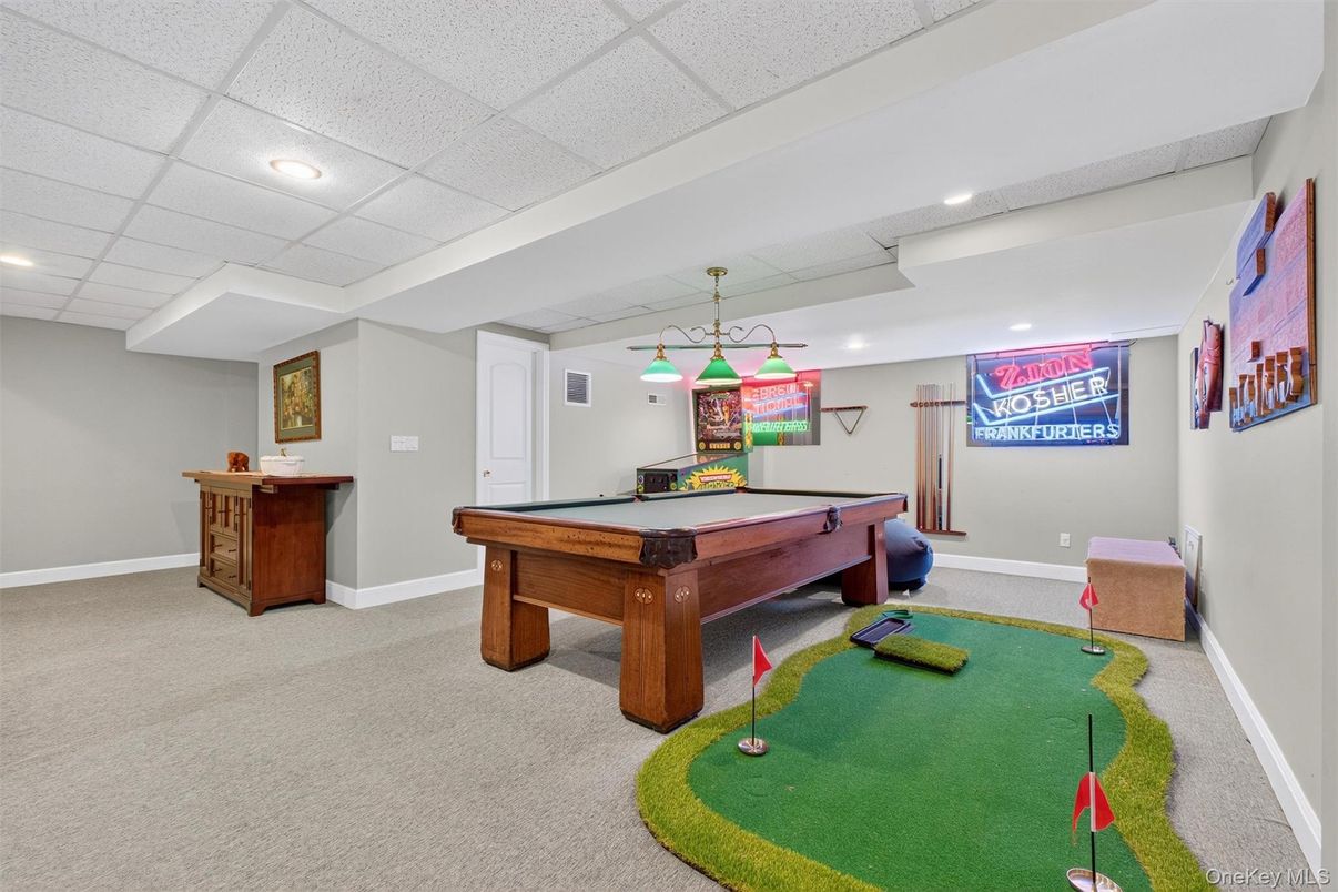 Billiard Table, Game Room, Interior, Pendant Lights, Recessed Lighting