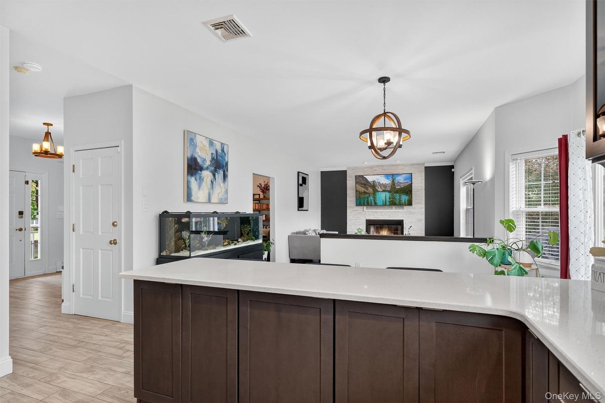 Chandelier, Fireplace, Interior, Pendant Lights, Wood Texture Flooring
