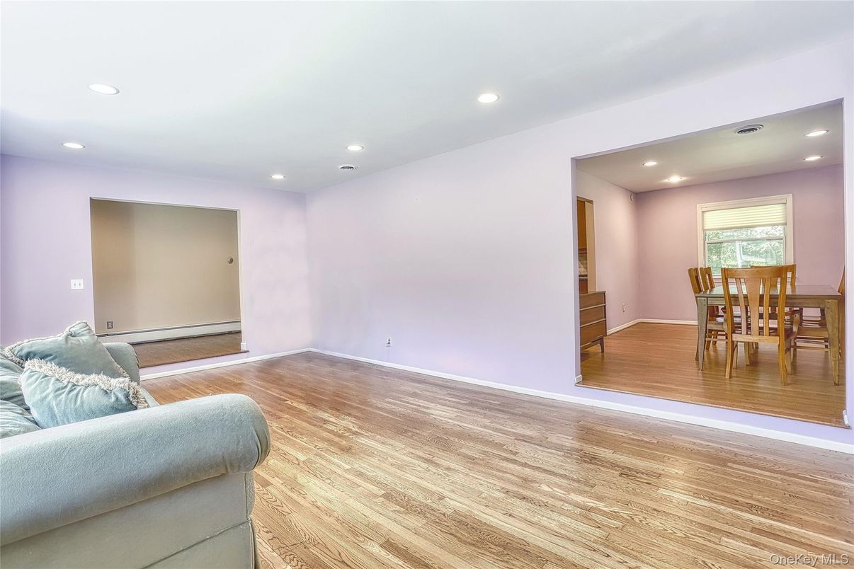 Dining room, Interior, Recessed Lighting, Wood Texture Flooring