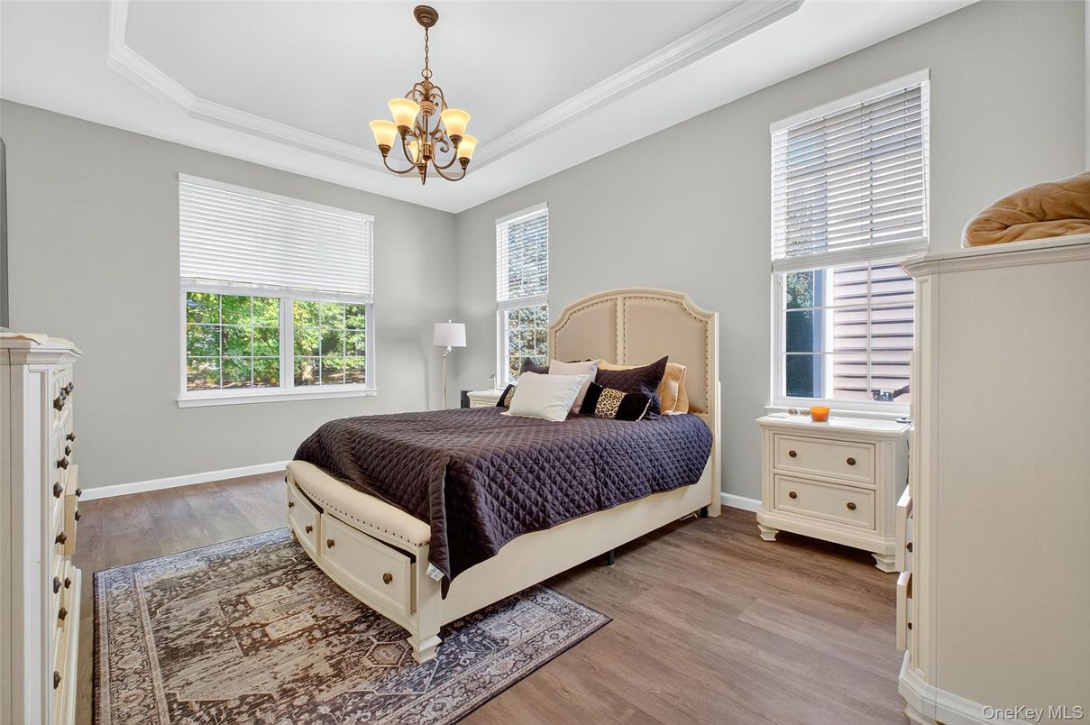 Bedroom, Chandelier, Interior, Wood Texture Flooring