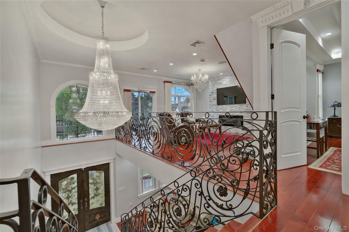 Chandelier, Interior, Recessed Lighting, Wood Texture Flooring