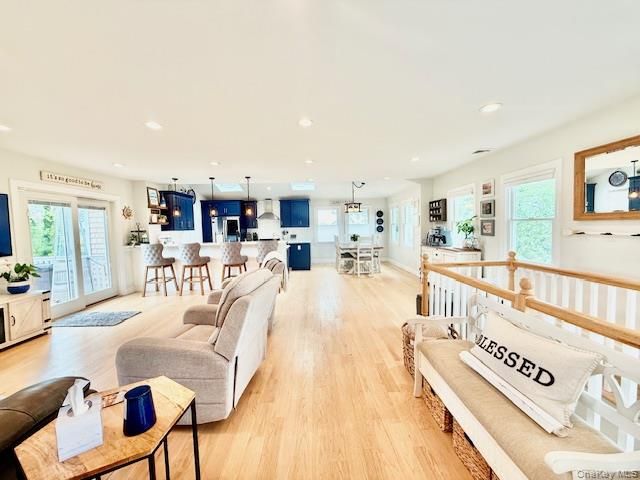 Interior, Kitchen, Living room, Pendant Lights, Recessed Lighting, Wood Texture Flooring