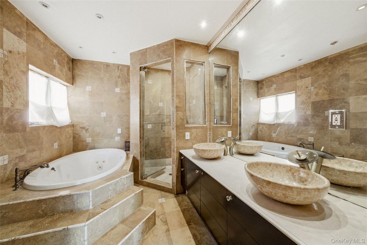 Bathroom, Dual Sink Vanities, Glass Shower, Interior, Recessed Lighting