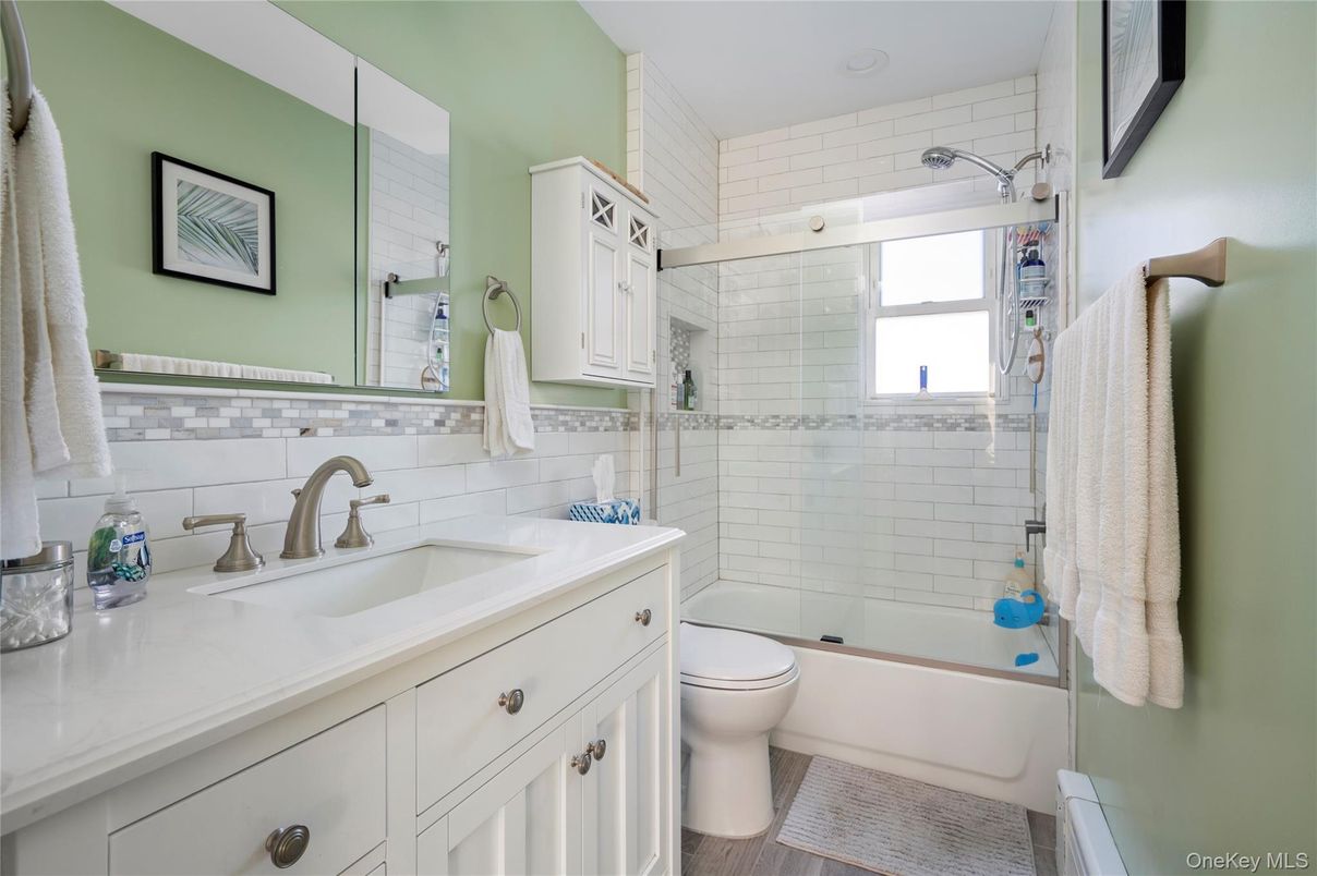 Bathroom, Glass Shower, Interior, Wood Texture Flooring