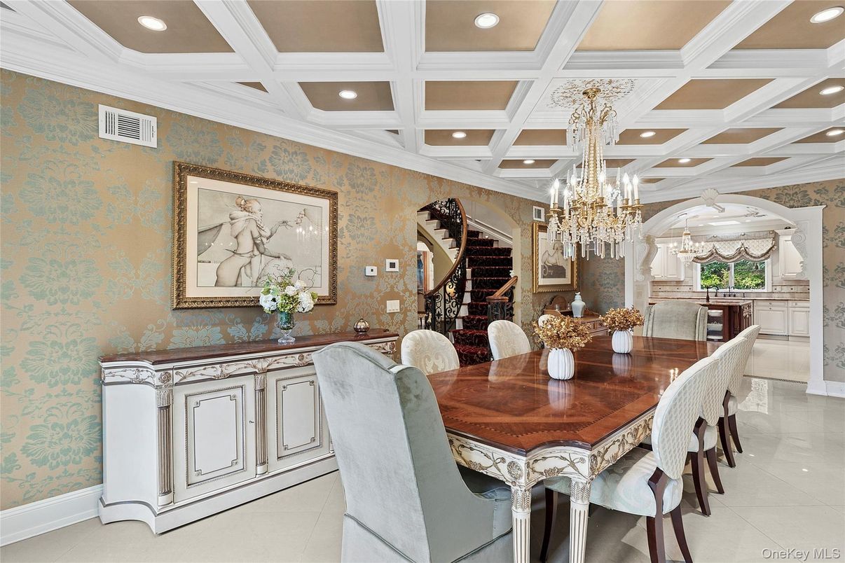 Chandelier, Dining room, Interior, Recessed Lighting