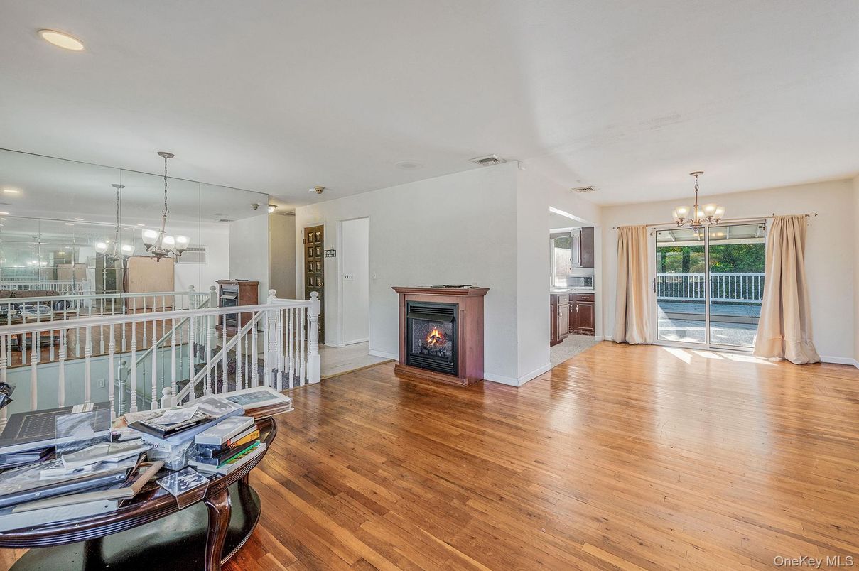 Chandelier, Fireplace, Interior, Pendant Lights, Recessed Lighting, Wood Texture Flooring