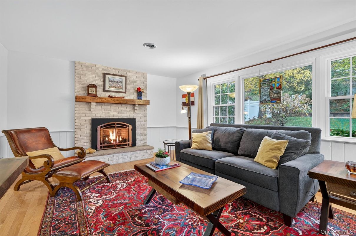 Fireplace, Interior, Living room, Stone Walls, Wood Texture Flooring