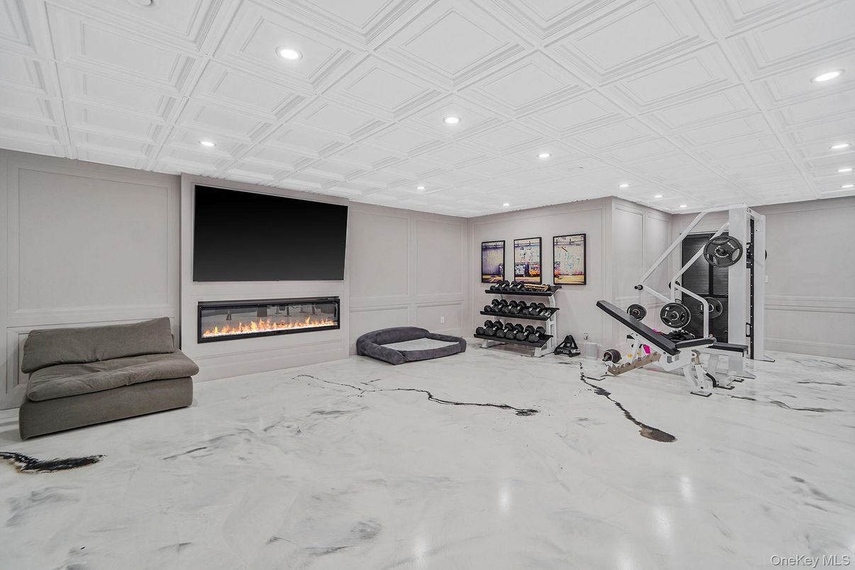 Fireplace, Interior, Marble, Recessed Lighting