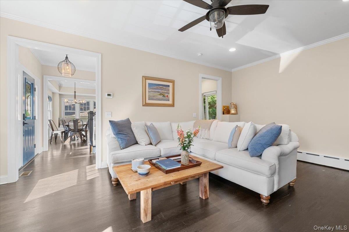 Dining room, Interior, Living room, Recessed Lighting, Wood Texture Flooring