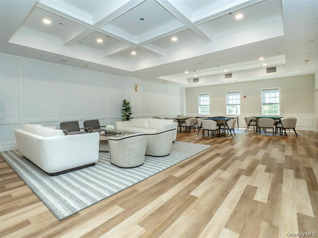 Dining room, Interior, Living room, Recessed Lighting, Wood Texture Flooring