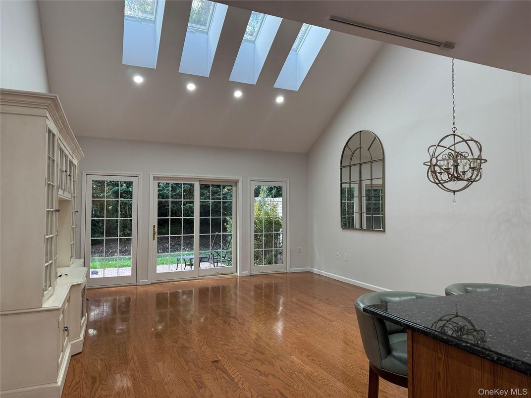 Empty room, Interior, Pendant Lights, Recessed Lighting, Wood Texture Flooring