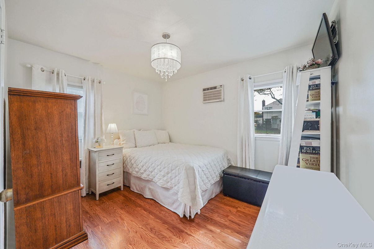 Bedroom, Chandelier, Interior, Wood Texture Flooring