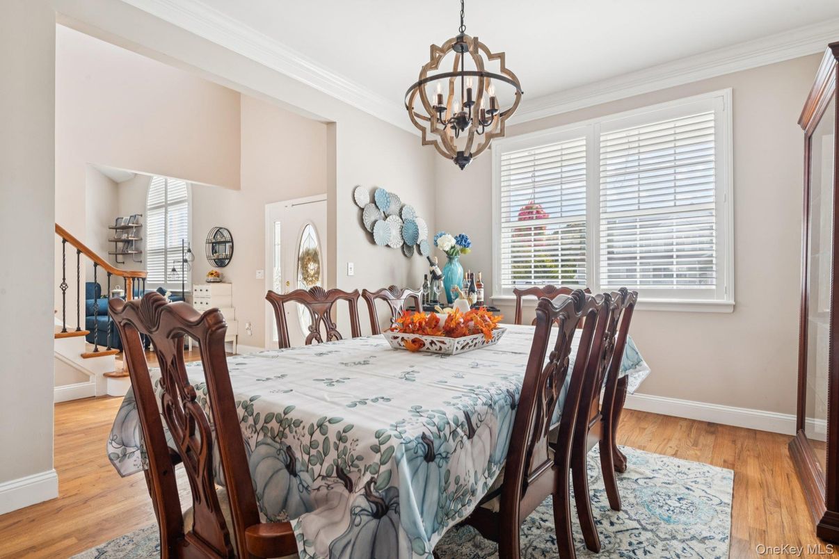 Chandelier, Dining room, Interior, Wood Texture Flooring
