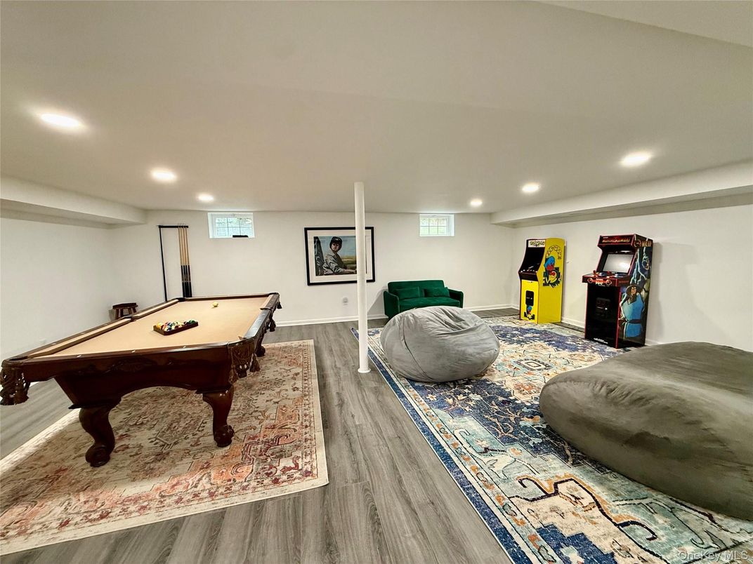 Billiard Table, Game Room, Interior, Recessed Lighting, Wood Texture Flooring