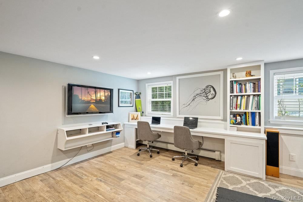 Home Office, Interior, Recessed Lighting, Wood Texture Flooring