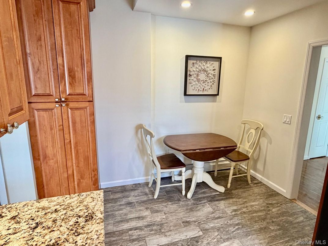 Dining room, Interior, Recessed Lighting, Wood Texture Flooring