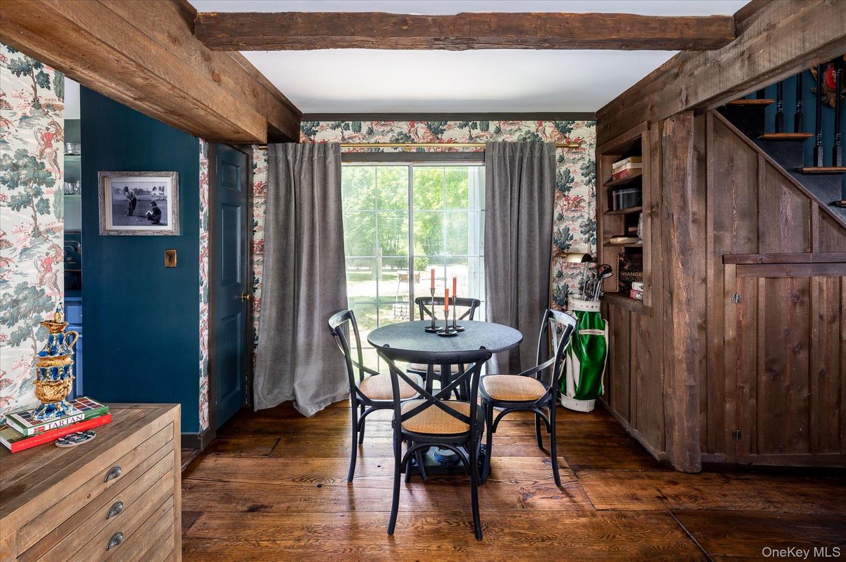 Dining room, Interior, Wooden Beams, Wood Texture Flooring