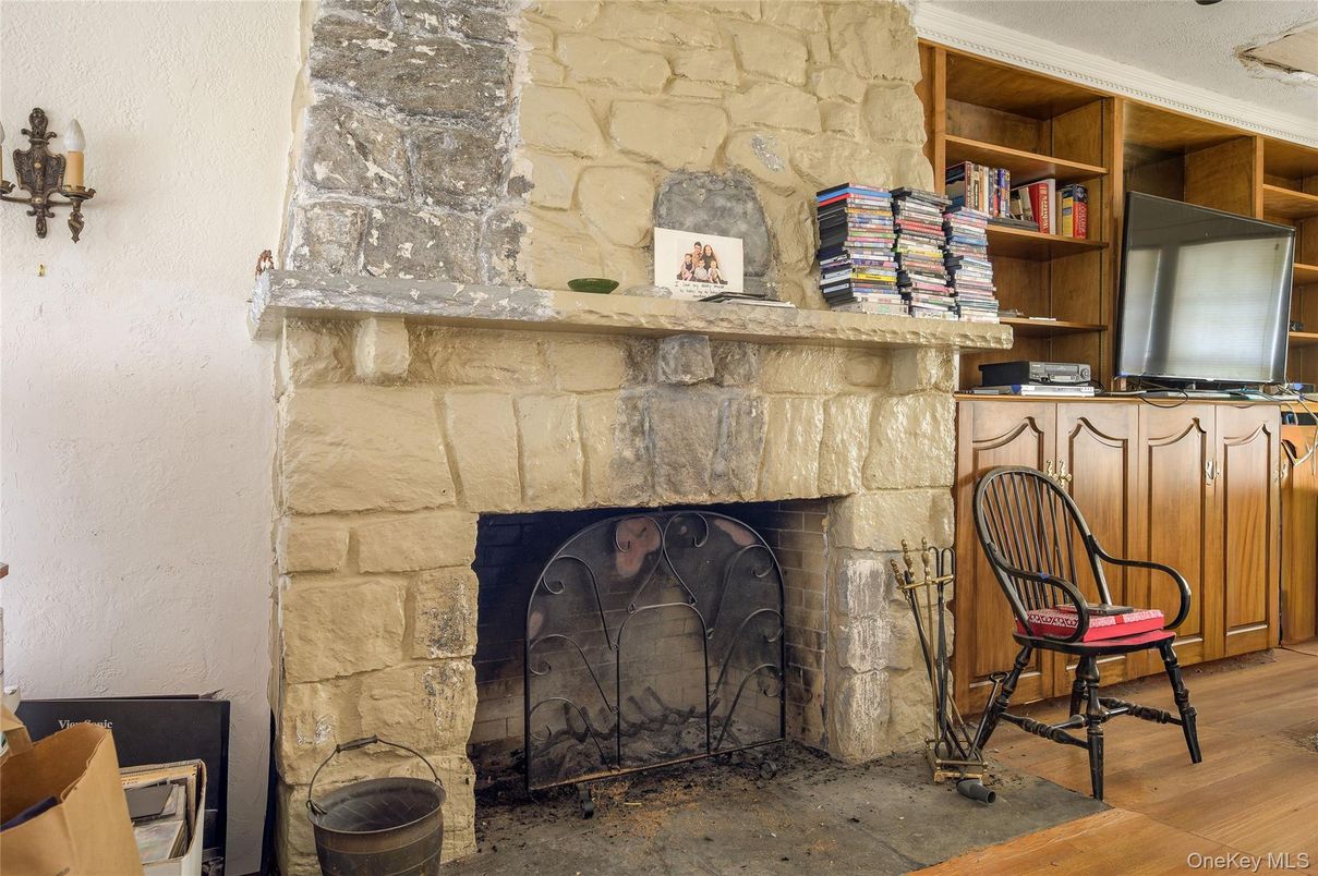 Fireplace, Interior, Stone Walls, Wood Texture Flooring