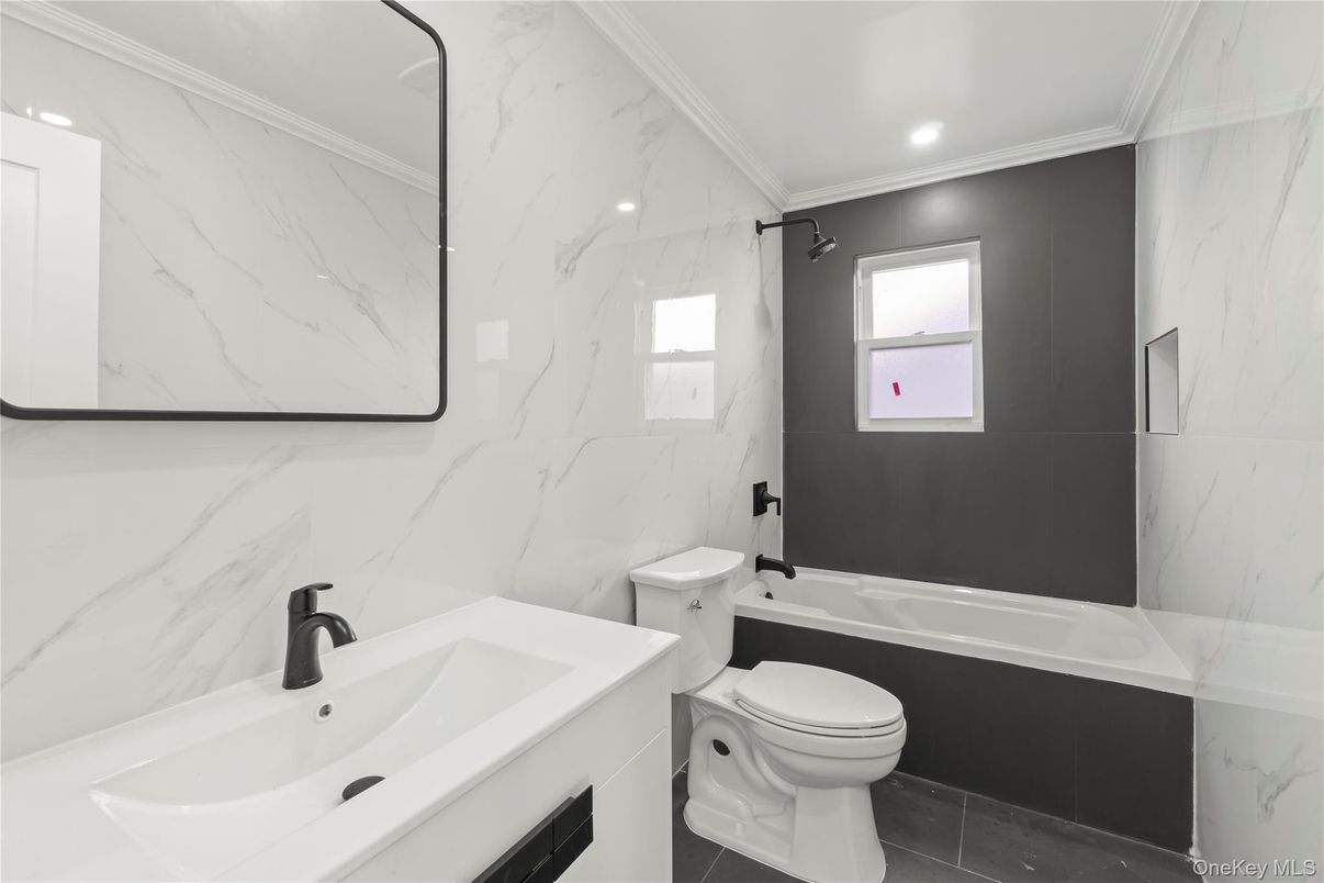 Bathroom, Interior, Marble Walls, Recessed Lighting