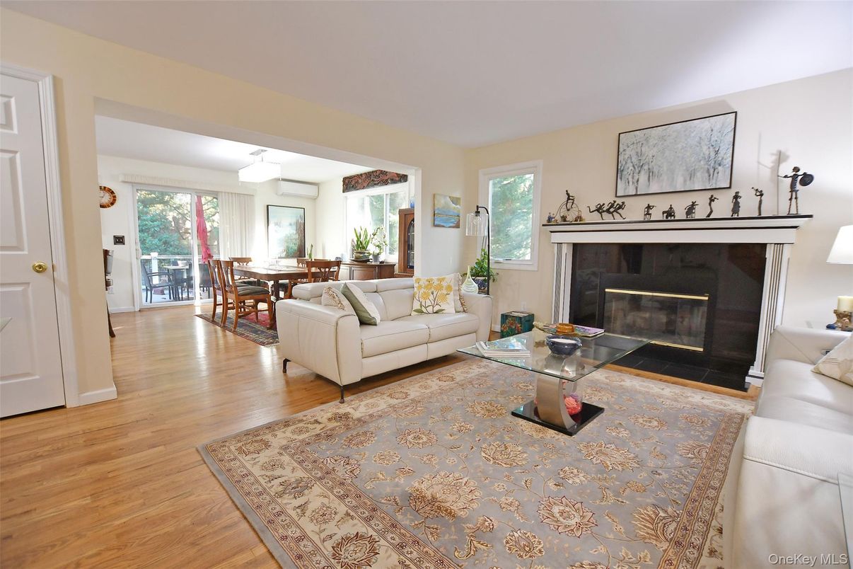 Dining room, Fireplace, Interior, Living room, Wood Texture Flooring