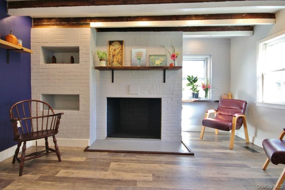 Fireplace, Interior, Stone Walls, Wooden Beams, Wood Texture Flooring