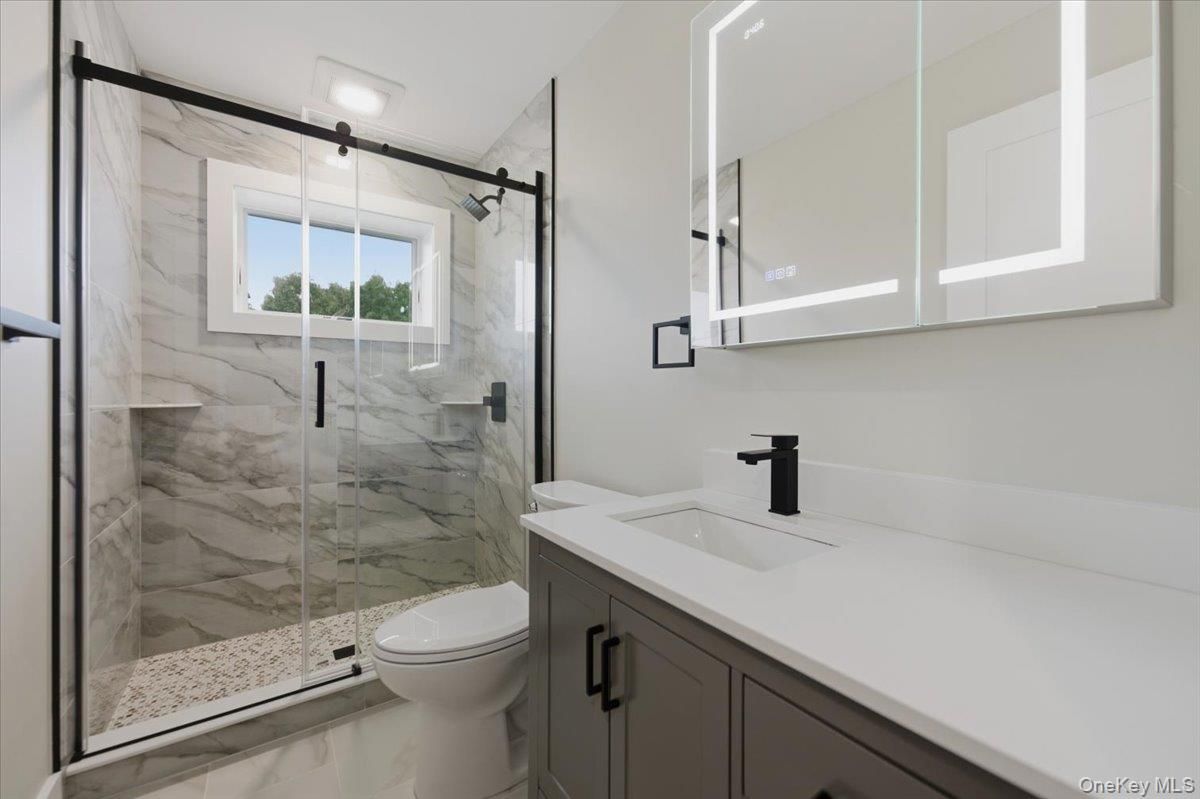 Bathroom, Glass Shower, Interior, Marble Walls