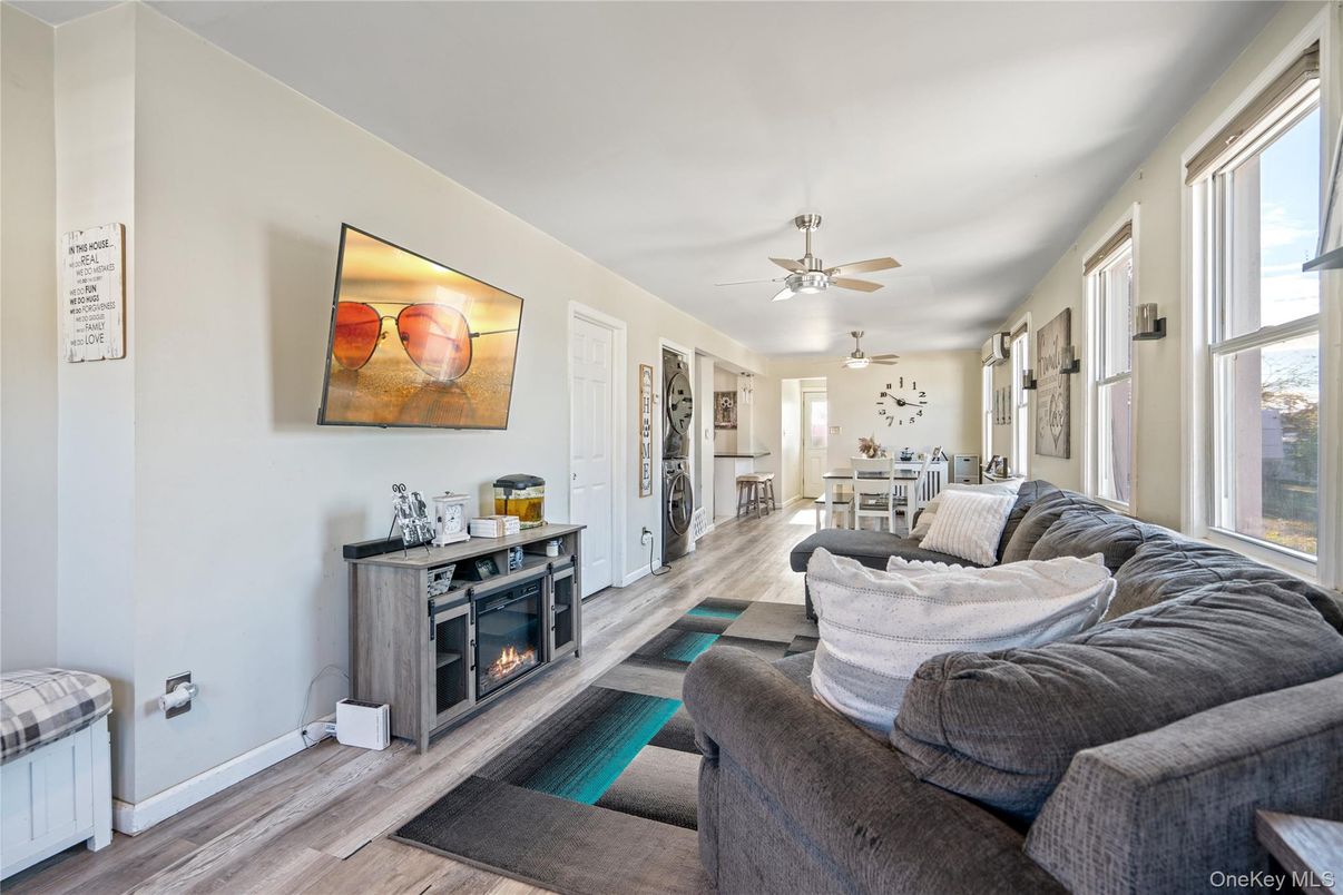 Dining room, Fireplace, Interior, Living room, Wood Texture Flooring
