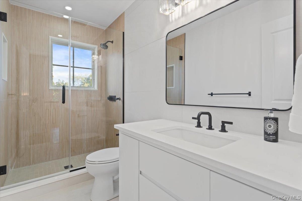 Bathroom, Glass Shower, Interior, Recessed Lighting