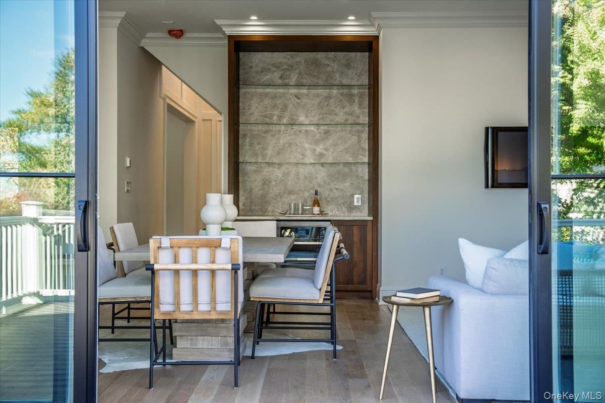 Dining room, Interior, Recessed Lighting, Wood Texture Flooring