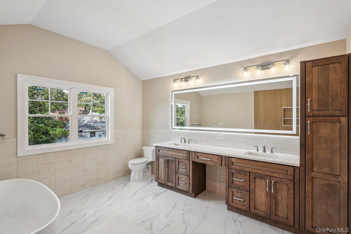 Bathroom, Dual Sink Vanities, Free Standing Baths, Interior, Marble