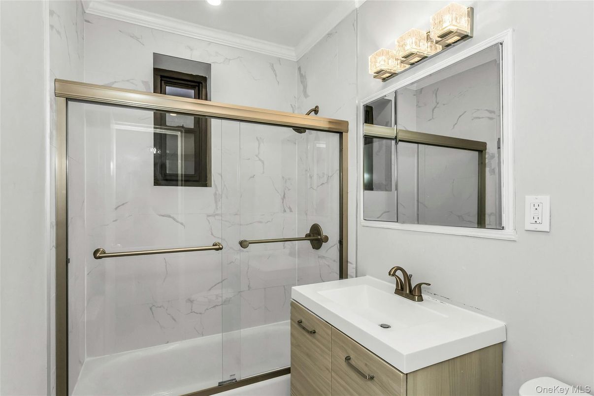 Bathroom, Glass Shower, Interior, Marble Walls