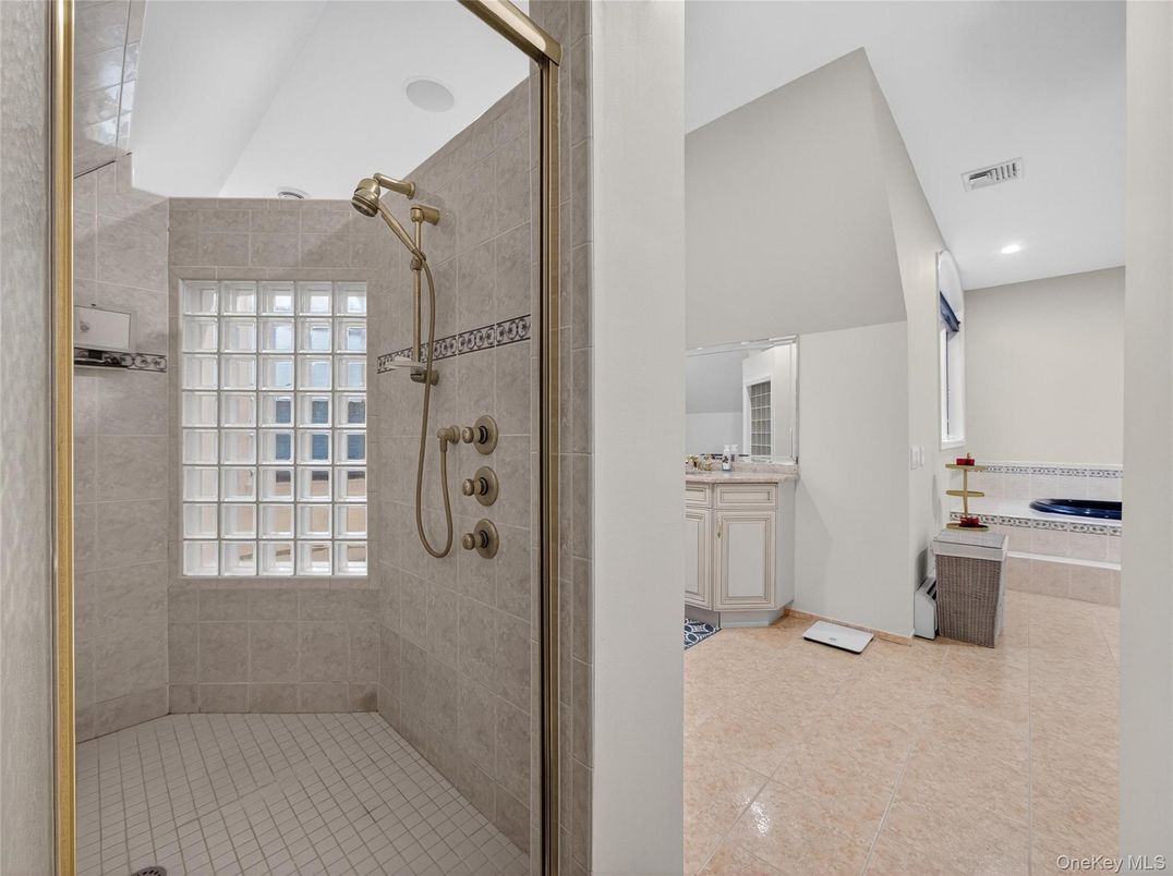 Bathroom, Glass Shower, Interior, Recessed Lighting