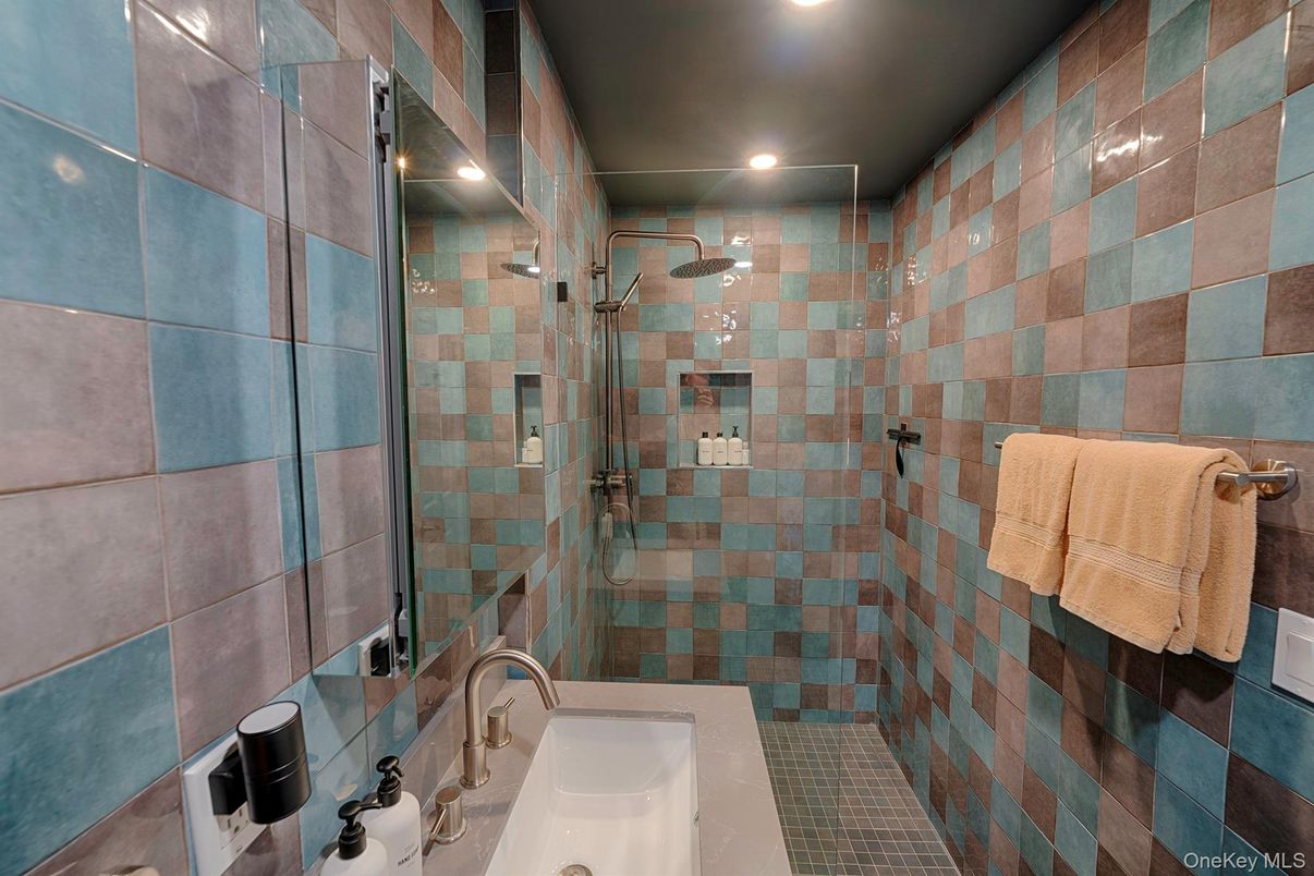 Bathroom, Glass Shower, Interior, Recessed Lighting