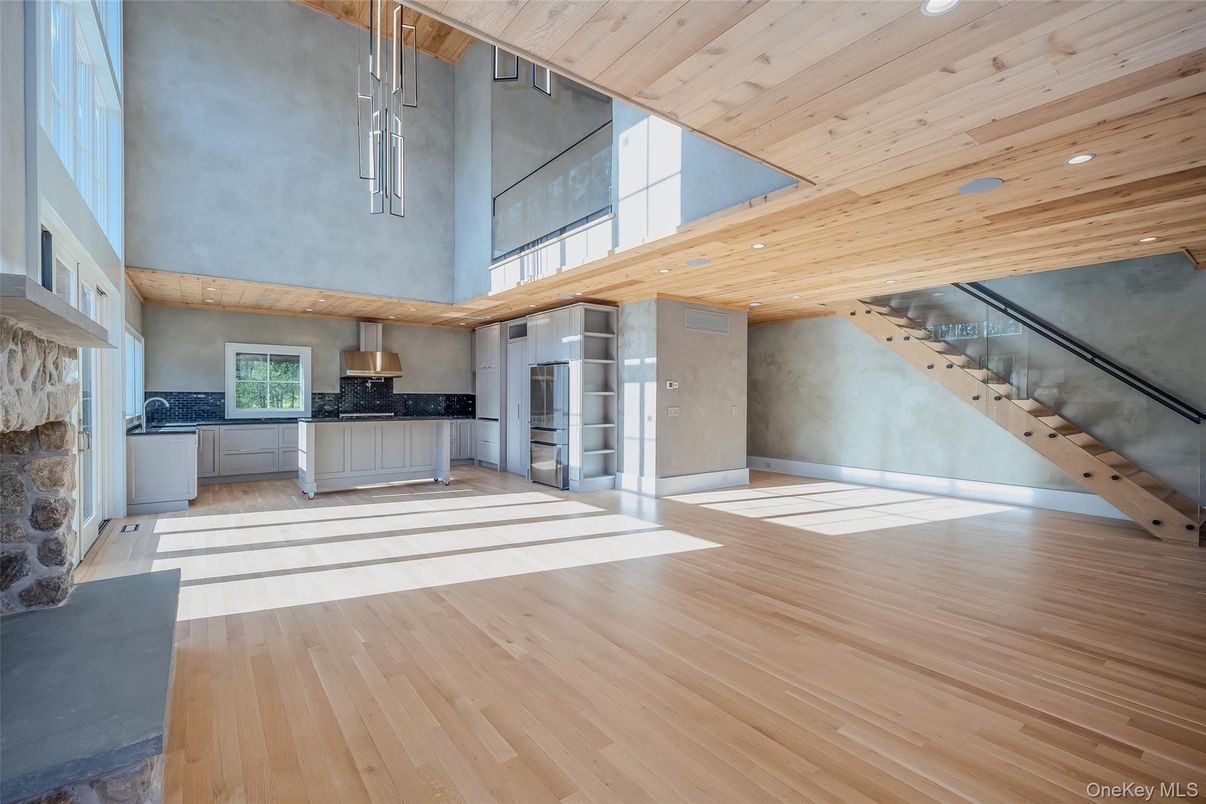 Fireplace, Interior, Kitchen, Wooden Ceilings, Wood Texture Flooring