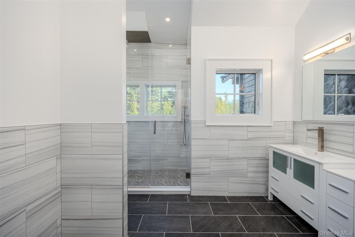 Bathroom, Glass Shower, Interior, Recessed Lighting