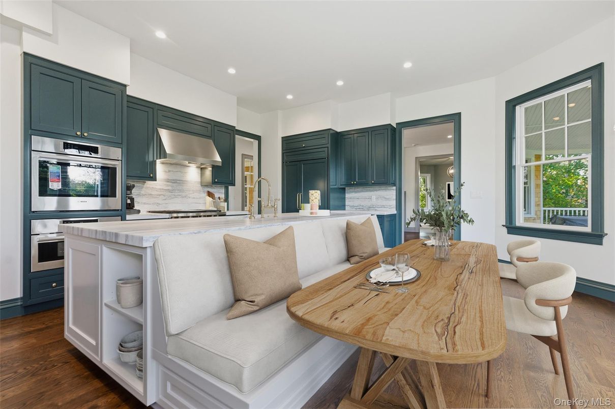 Dining room, Interior, Kitchen, Recessed Lighting, Stainless Steel Appliances, Wood Texture Flooring