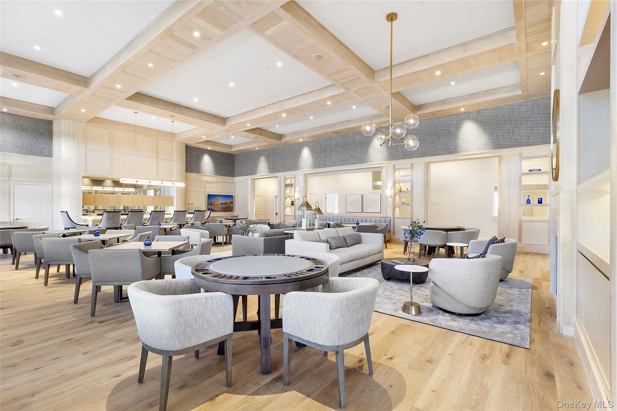 Dining room, Interior, Living room, Pendant Lights, Recessed Lighting, Wood Texture Flooring