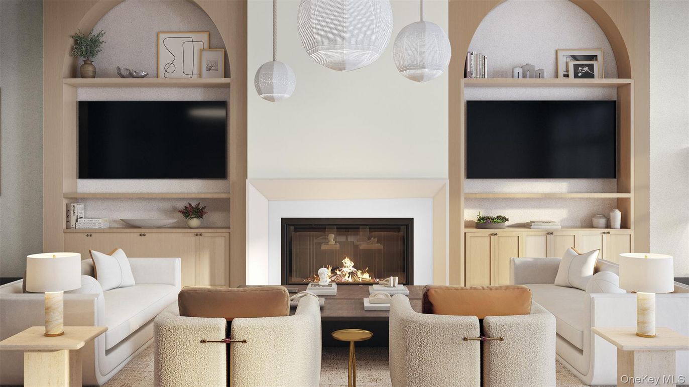 Fireplace, Interior, Living room, Pendant Lights