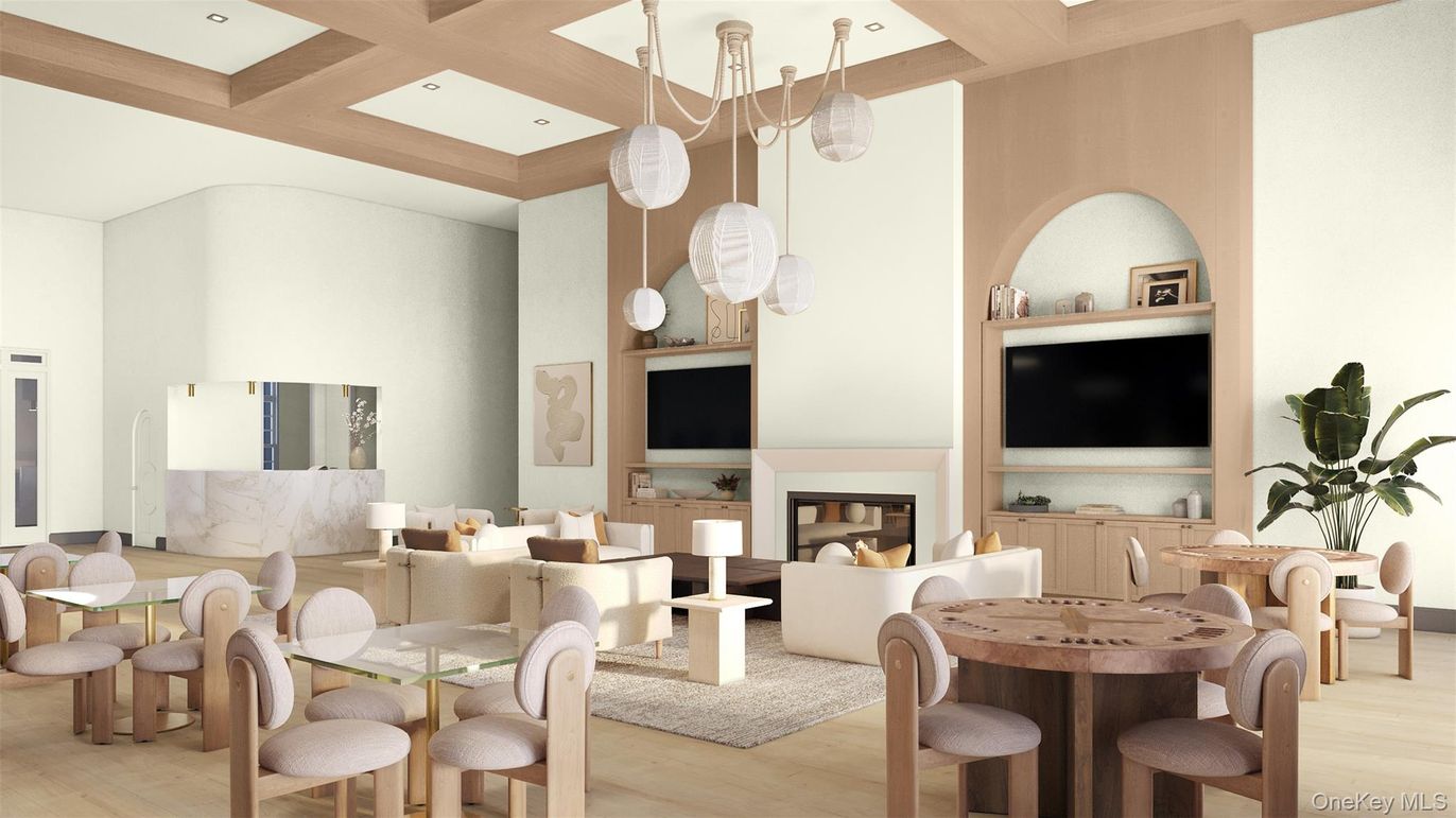 Dining room, Fireplace, Interior, Living room, Pendant Lights, Recessed Lighting, Wood Texture Flooring