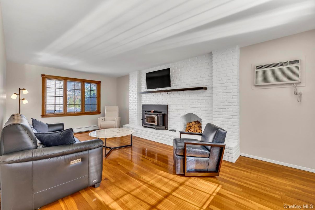 Fireplace, Interior, Living room, Stone Walls, Wood Texture Flooring