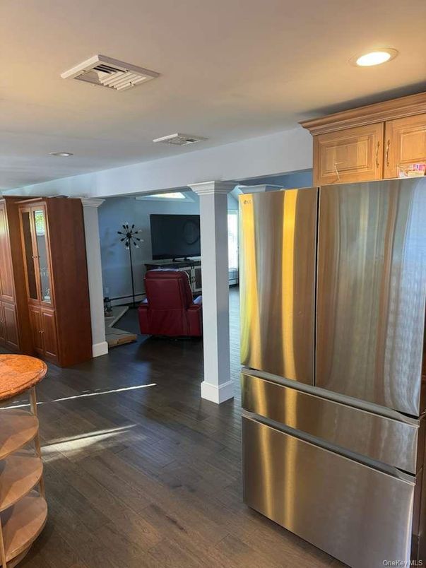 Interior, Kitchen, Living room, Recessed Lighting, Stainless Steel Appliances, Wood Texture Flooring