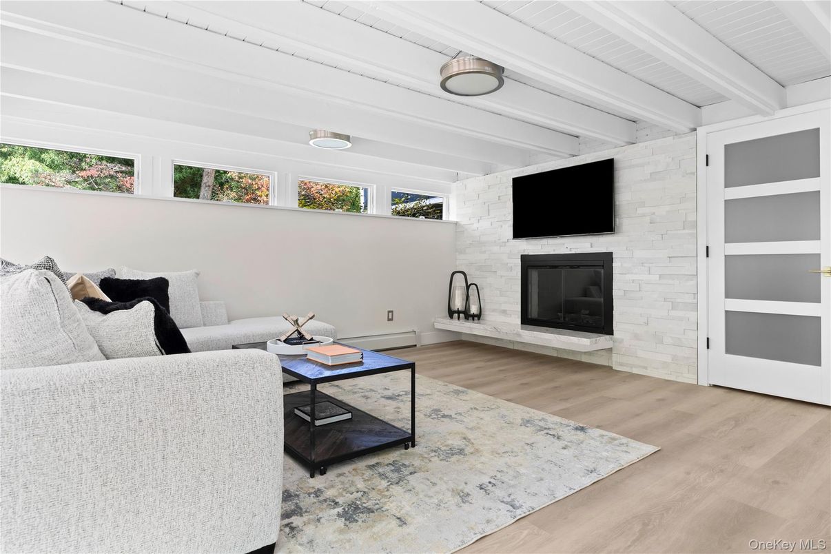 Fireplace, Interior, Living room, Stone Walls, Wood Texture Flooring