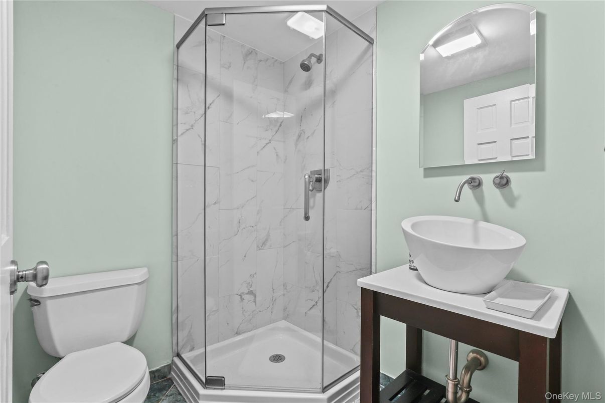 Bathroom, Glass Shower, Interior, Marble Walls